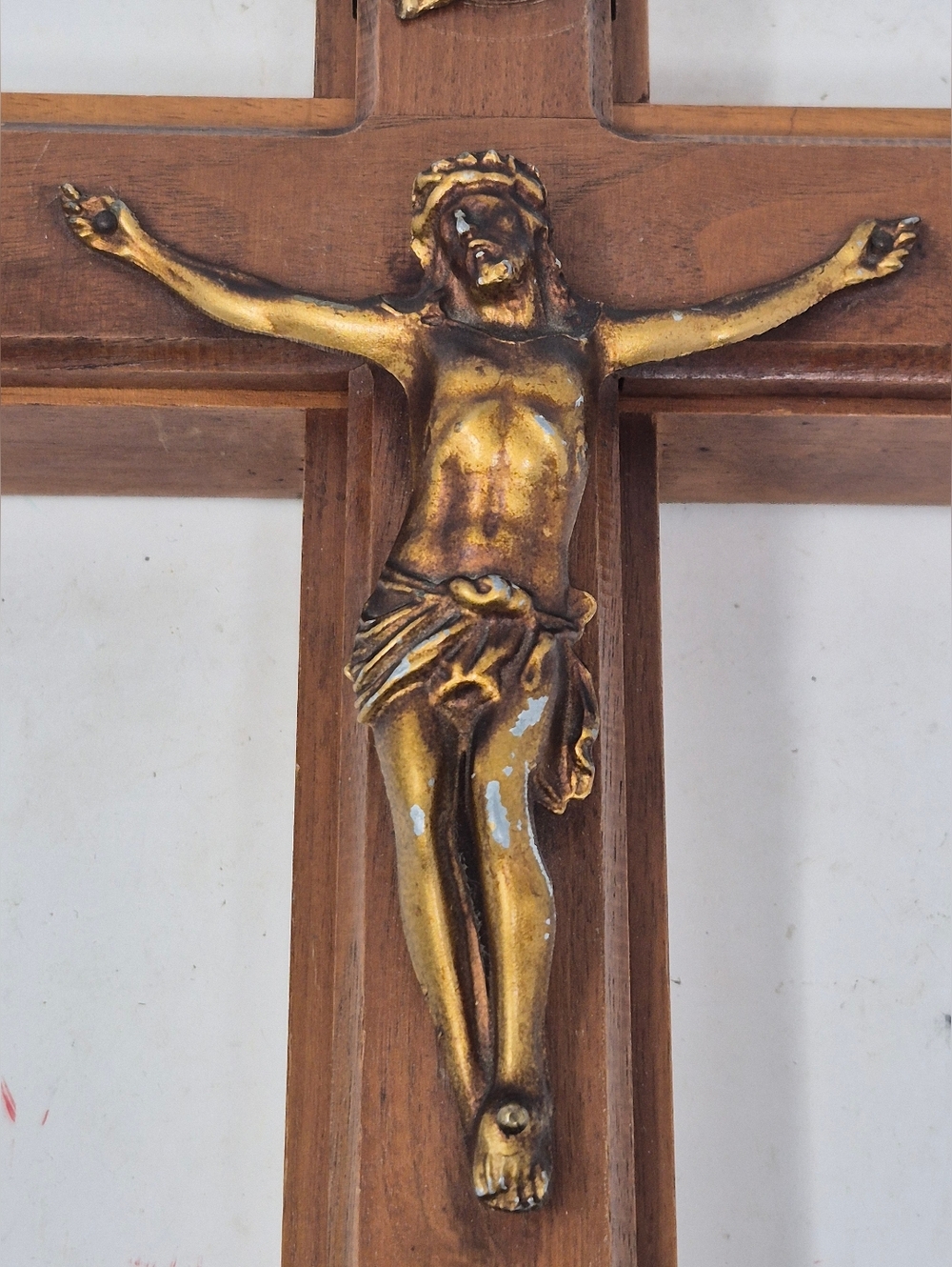 VINTAGE Catholic Sick Call Crucifix Last Rites Set Wood Cross - Picture 3 of 6